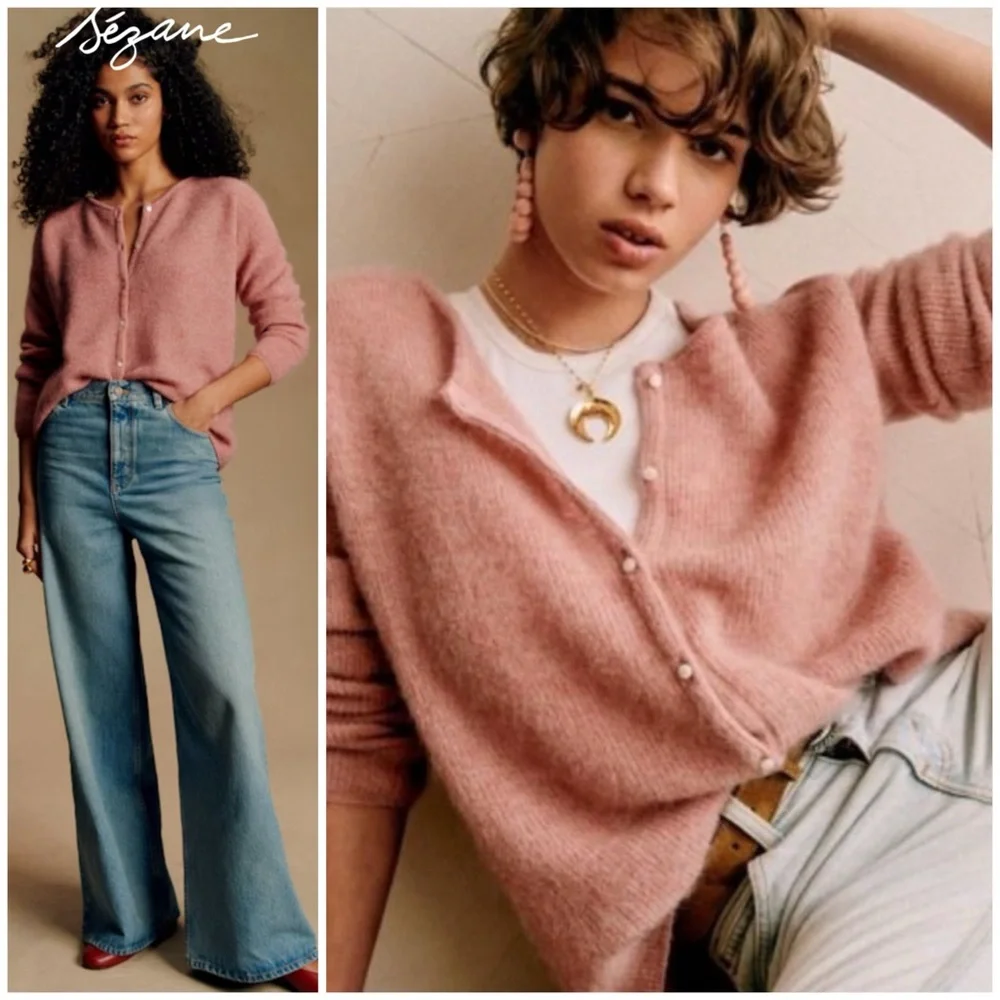 NWT SEZANE Gaspard Rosewood Pink Cardigan SZ XXXL - Picture 1 of 6